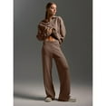 thumbnail image 3 of Women Fall 2 Piece Outfits Sweatsuits V-Neck Long Sleeve Sweatshirt Wide Leg Pants Tracksuit Lounge Sets Brown S, 3 of 6