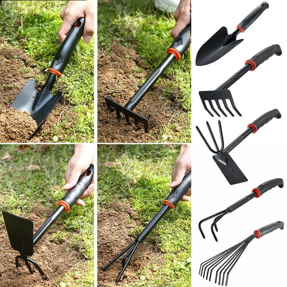 Dianli Gifts 5 Piece Heavy Duty Garden Tool Set, Steel Vegetable & Flower Planting Kit, Ergonomic Handles, Rustproof Shovel & Rake Set, Durable Outdoor Gardening Tools Gift