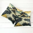 thumbnail image 3 of Ambesonne Lake Throw Pillow Cover Pack of 2, Dark Woods Mountains Modern, 2 Pcs-18"x18", Dark Green Teal Khaki, 3 of 5