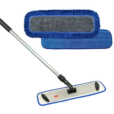 Microfiber Mop Kit 24" - Microfiber Mop Pads, Flat Frame & Telescopic Handle