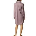 thumbnail image 3 of INSPIRE CHIC Women's Satin Button Down Nightgown Long Sleeve Silky Boyfriend Nightshirt M Purple, 3 of 6