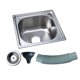 thumbnail image 2 of Fregadero de cocina utilitario de acero inoxidable de un solo seno, lavabo profundo con colador de desagüe y para lavar platos, adecuado para Estilo C, 2 of 8