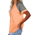 thumbnail image 3 of Short Sleeved Summer Women Patchwork Color Block Raglan Shirt Tops, 3 of 4