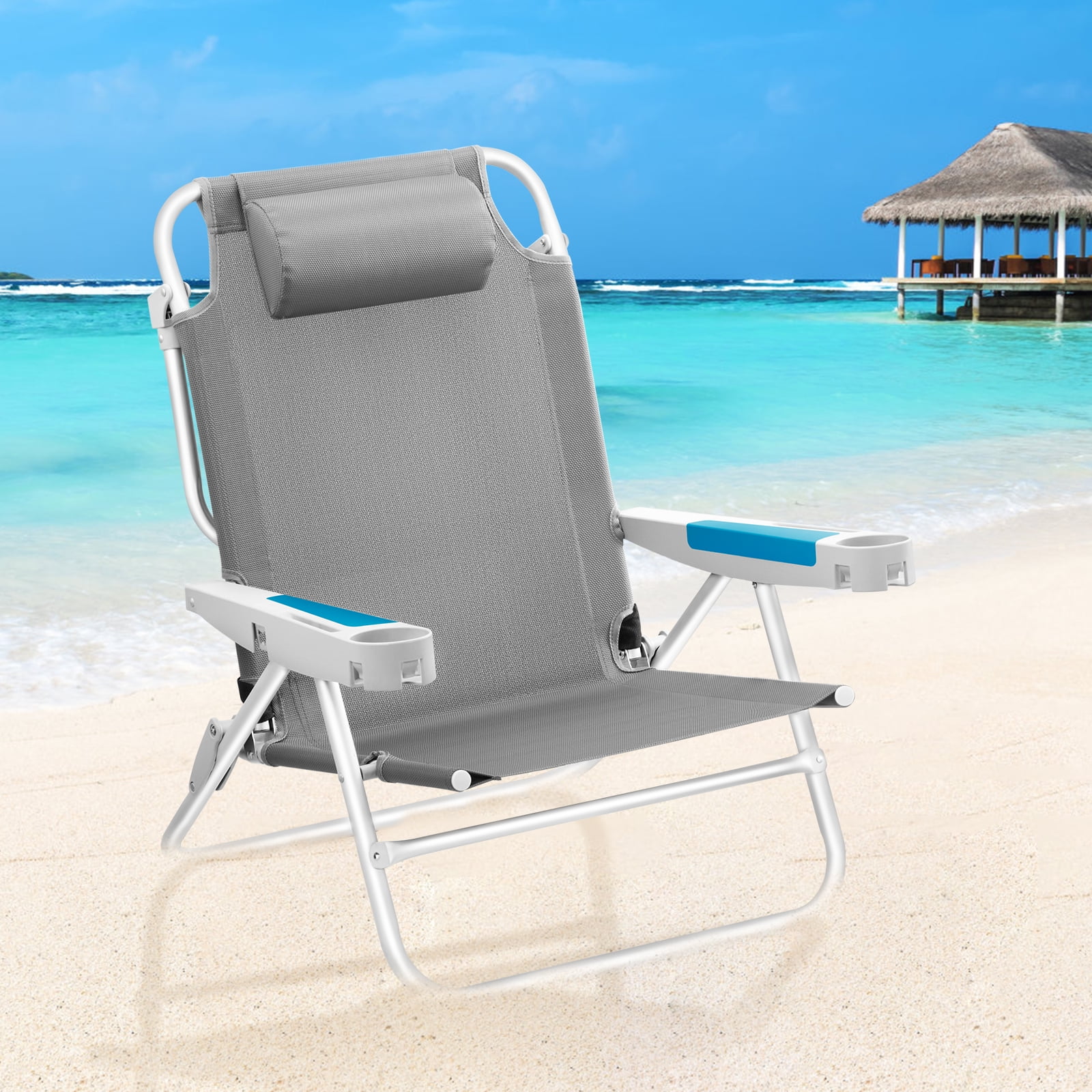 ICECO Reclining Beach Chair, XL 5Position Backpack Beach Chair