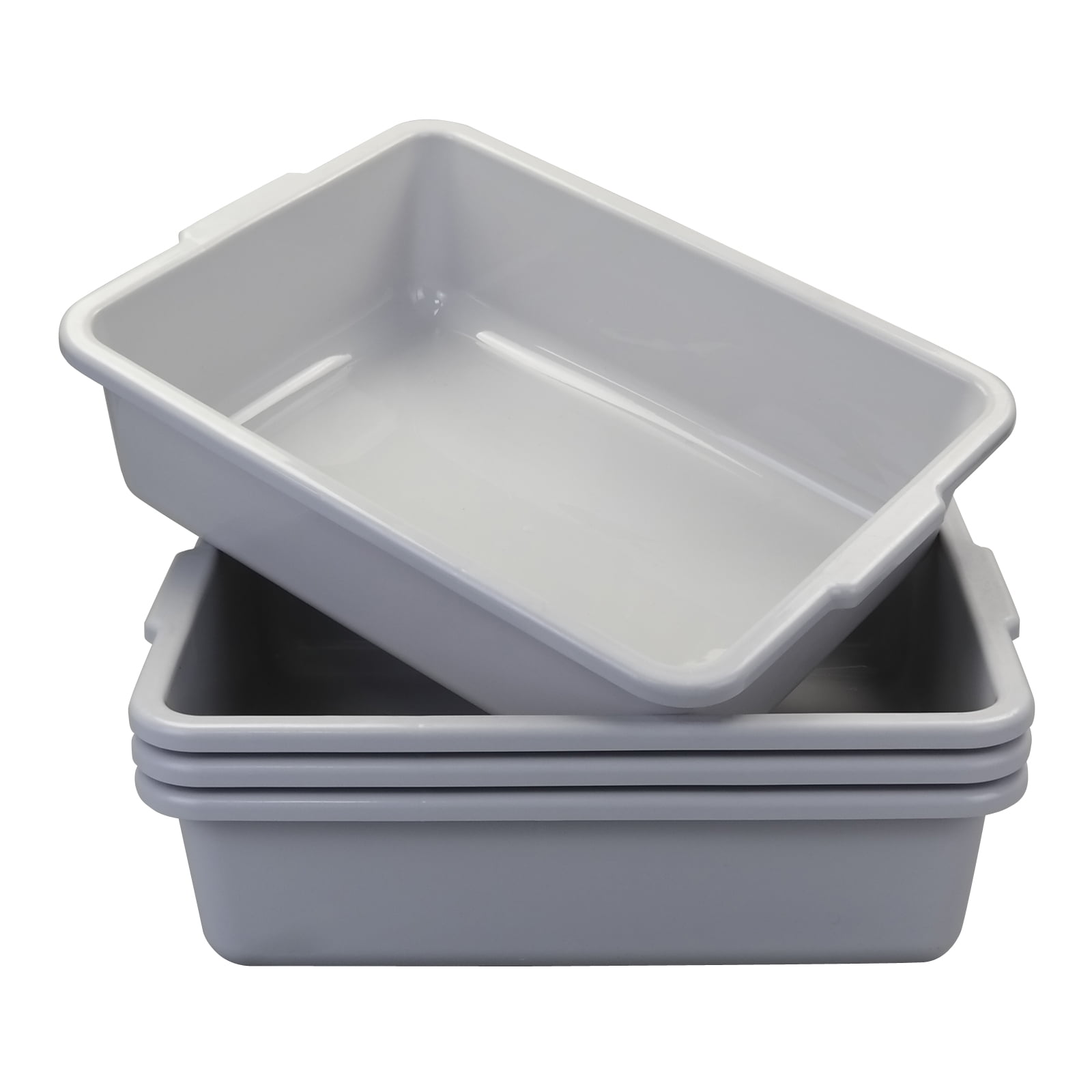 Anbers 4Pack Commercial Tote Box, Plastic Bus Box, Bus Tubs, 22 L, Gray