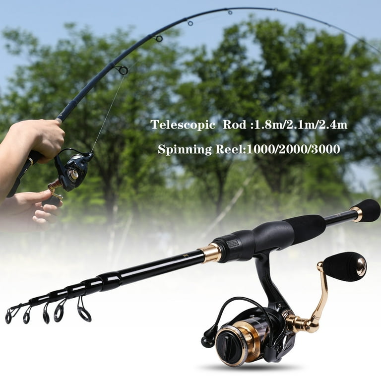 Sougayilang Fishing Rod Set with 1.8-2.4m Portable Carbon Spinning Rod and  14BB Spinning Fishing Reel and Fishing Carrier Bag Accessories