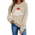 thumbnail image 3 of NSLGXD Womens Graphic Sweatshirt Crewneck Long Sleeve Pullover Merry Christmas Santa Hat Print Casual Holiday Top XS-2XL, 3 of 8
