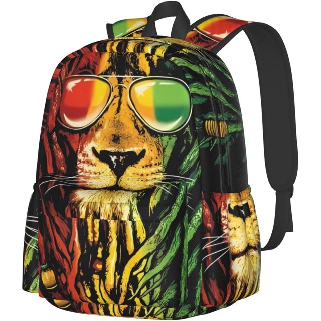 Jamaican Rasta Lion Flag Backpacks 15 Inch Laptop Backpack Multipurpose Double Shoulder Bag for Men Women Gifts