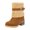Yellow, variant on Beige Womens Winter Casual Booties Round Toe High Chunky Heel Belt Buckle Fur Lined Warm Comfort Shoes