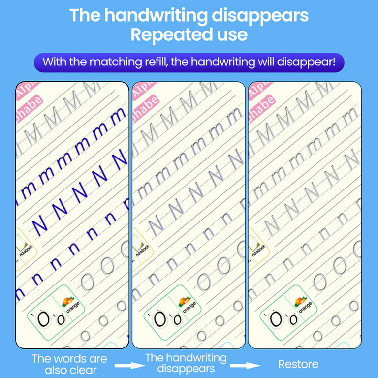 Reusable Grooved Handwriting Workbooks for Kids With Disappearing Ink