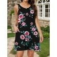 thumbnail image 5 of Aiyino Women Summer Maxi Dresses Casual Swing Vest Sleeveless Beach Loose Dresses,Flower Black 2XL, 5 of 7