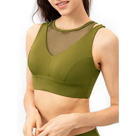 

Andoer Women Yoga Bra Mesh Hollow out Wirefree Workout Jogging Casual Vest