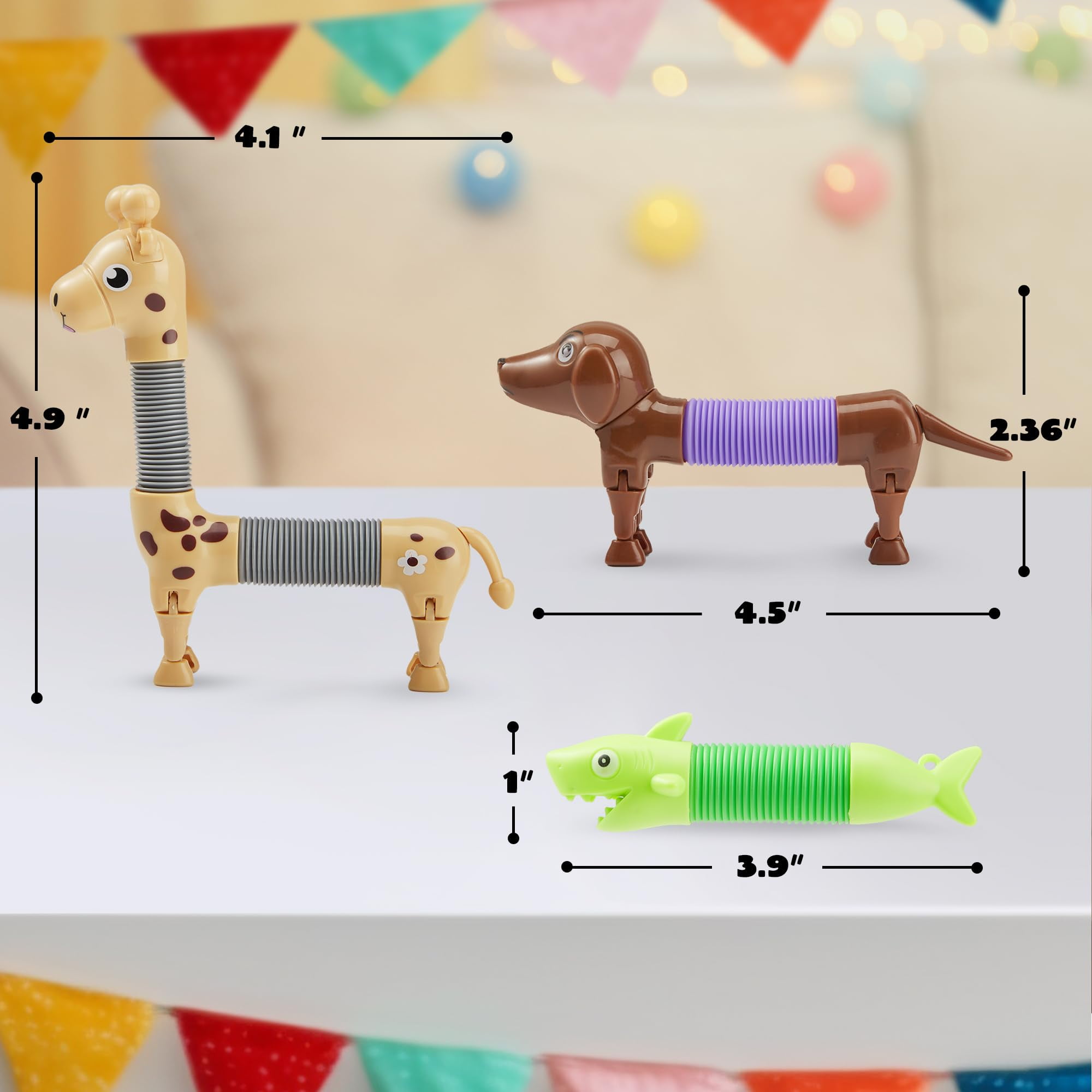 (4 pack) Joyfy Animal Pop Tubes Fidget Toys, 8 Pack Sensory Toys for Toddlers 2-3 Party Favors for Kids 4-8 8-12 Birthday Gifts Party, Classroom, School Reward,Goodie Bags Stuffers for Kids, Random Color
