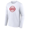 thumbnail image 2 of Men's White Atlanta Hawks Alternate Logo Long Sleeve T-Shirt, 2 of 3