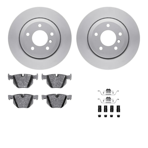 Dynamic Friction Company Rear Geospec Brake Rotors with 5000 Advanced Brake Pads includes Hardware 4512-31206