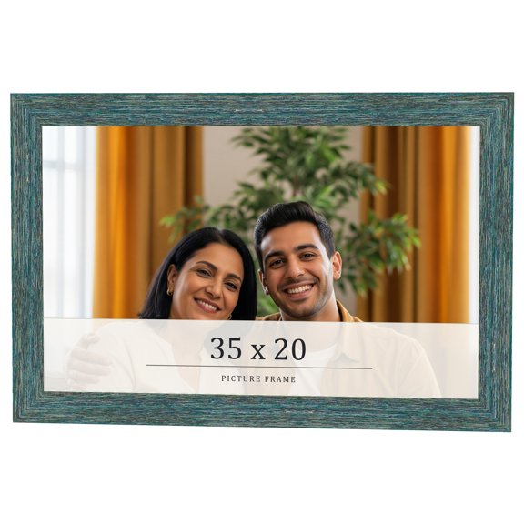 35x20 Frame Blue Rustic Barnwood Solid Wood Picture Frame Width 1.25 Inches | Interior Depth 0.5
