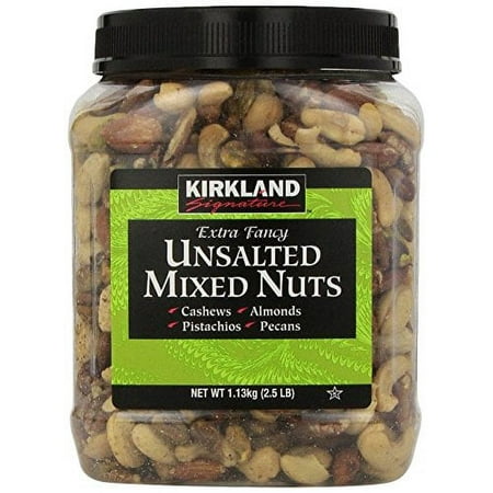 Kirkland Signature Extra Fancy Unsalted Mixed Nuts 2.5 (LB) (Pack of 2  Totaling 5 Pounds)
