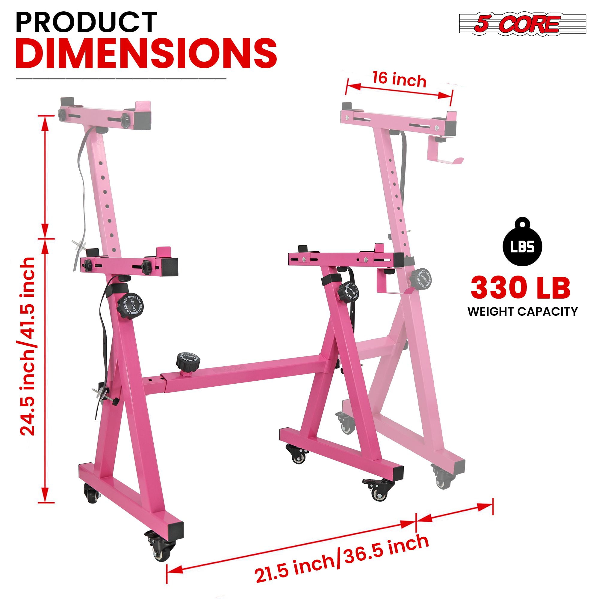Keyboard Stand Riser Z Style Height Width Adjustable Portable Heavy Duty Music Stands Holder for Kids and Adults Fits 54 to 88 Key Electric Pianos w Wheels - KS Z1 BPNK HD WHLS