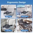 thumbnail image 7 of Seat Cushion for Office Chair, Car Seat, Memory Foam Cushion Ergonomic Seat Cushion Butt Pillow with Adjustable Strap&Washable Cover, Coccyx Cushion for Sciatica, Hip, Tailbone Pain Relief, Gray, 7 of 7