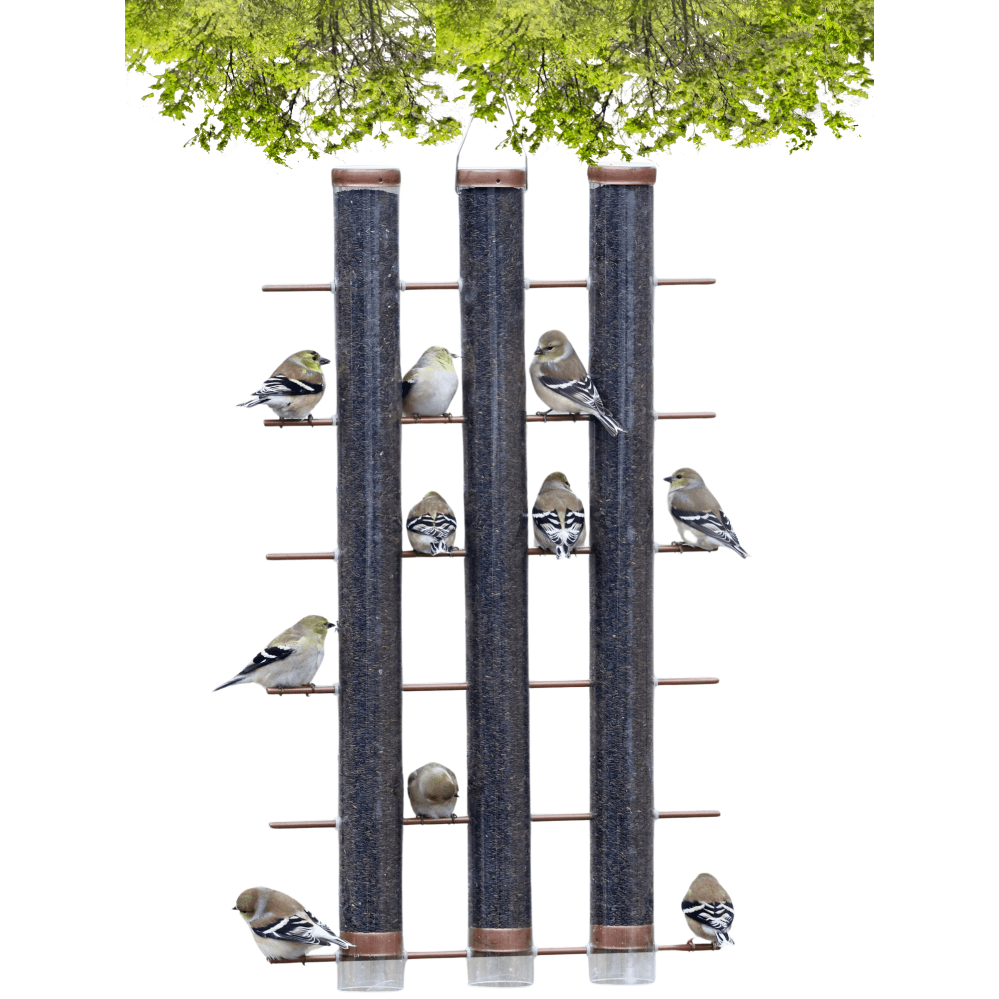 Songbird Essentials Bird Feeder Bird Seed Thistle Finch Feeder 3 Tube Copper