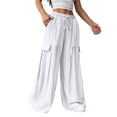 thumbnail image 4 of Edvintorg Lounge Pants Women with Pockets Flowy Lightweight Elastic Waisted Loose Cascual Wide Leg Trouser with Pockets Womens Clothes White S, 4 of 8