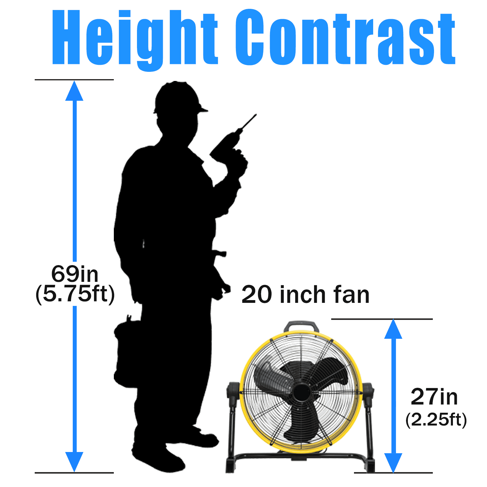 20 Inches 6000 CFM Heavy Duty High Velocity Barrel Floor Drum Fan with DC Brushless Motor, Stepless Speed Adjustment for Workshop, Garage, Commercial or Industrial, UL Safety Listed