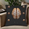 thumbnail image 5 of Set of 2 Decorative Throw Pillow Covers 18x18in - Black Background with Realistic Brain Illustration & Stylized Neurons - Perfect for Couch Bed Car, 5 of 8