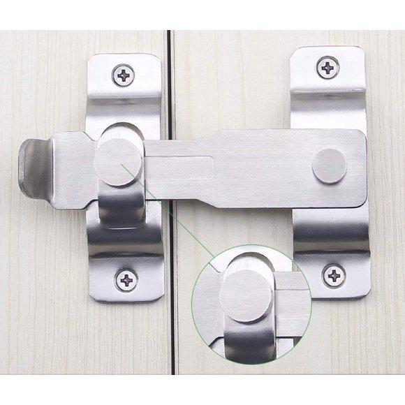 Pestillo de puerta de granero Cerradura deslizante Cerradura de cerrojo para puertas de granero de acero inoxidable para gabinete de ventana Garaje y cobertizo Pestillos de puerta abatibles Pestillo P