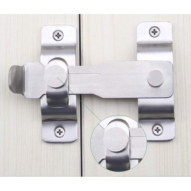 Pestillo de puerta de granero Cerradura deslizante Cerradura de cerrojo para puertas de granero de acero inoxidable para gabinete de ventana Garaje y cobertizo Pestillos de puerta abatibles Pestillo P