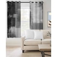 thumbnail image 2 of Grey Blackout Curtains, Light Blocking Print Window Curtains, Modern Oil Painted Art Abstract Geometric Thermal Insulated Window Drapes for Living Room Kitchen Cafe 2 Panels, 55"W x 39"L, 2 of 9