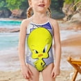 thumbnail image 2 of Looney Tunes Tweety Girls One Piece Swimsuits Quick Dry Beach Swimwear Bathing Suit for Cute Little Kids 3-8 Years, 2 of 6
