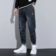 thumbnail image 4 of Pantalones vaqueros negros para hombre, talla grande, elásticos, de color azul claro, para hombre, pantalones de gran tamaño, estilo grunge, Y2k, estilo Harajuku, nuevos en mezclilla, 4 of 4
