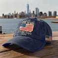 thumbnail image 2 of 250 Anniversary USA Hat 4th of July American Flag Cap Adjustable Retro Denim Hat Patriotic Commemorative Gift for Veterans History Lovers,Navy, 2 of 5