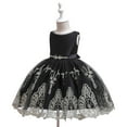 thumbnail image 2 of Little Girls Dress, Embroidery Lace Round Neck Back Zipper Up Multi-Layer Outfit, TuTu Princess Formal Dress with One Hat, 2 of 6
