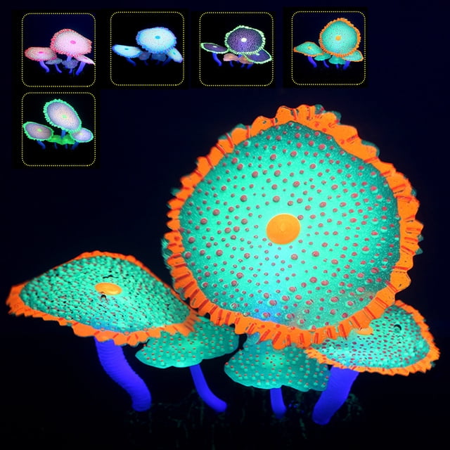 Flmtop Simulation Luminous Dotted Anemone Plant Aquarium Ornament Landscape Decoration Rose Red