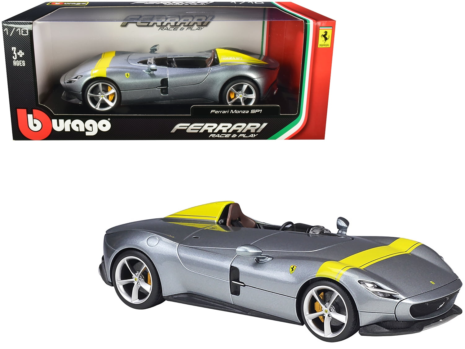 NEW MAISTO 1:18 Scale Diecast Model Car Ferrari Monza SP1 Silver