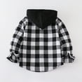thumbnail image 7 of CAICJ98 Kids Little Boys Girls Baby Long Sleeve Button Down Hooded Plaid Flannel Shirt Toddler Boy Outfits (Black,7-8 Years), 7 of 7