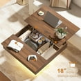 thumbnail image 7 of FABATO Lift Top Coffee Table with LED Light and Charging Station, 31.5 Inch Square Coffee Table with Hidden Storage,Modern Farmhouse Center Table for Living Room, Reception Dinning Room, Black Walnut, 7 of 7