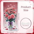 thumbnail image 2 of Pink Roses Love Banner Heart-shaped Romantic Display Purple Bow Green Leaves Valentine Backdrop for Valentine's Day Wedding Anniversary, 2 of 9