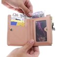 thumbnail image 2 of Bolsa de herramientas Titular de la tarjeta de crédito Carteras de cuero de la PU plegables para mujeres Damas Bolsillos con cremallera con múltiples ranuras Colgante de borlas Cremallera delgada, 2 of 5