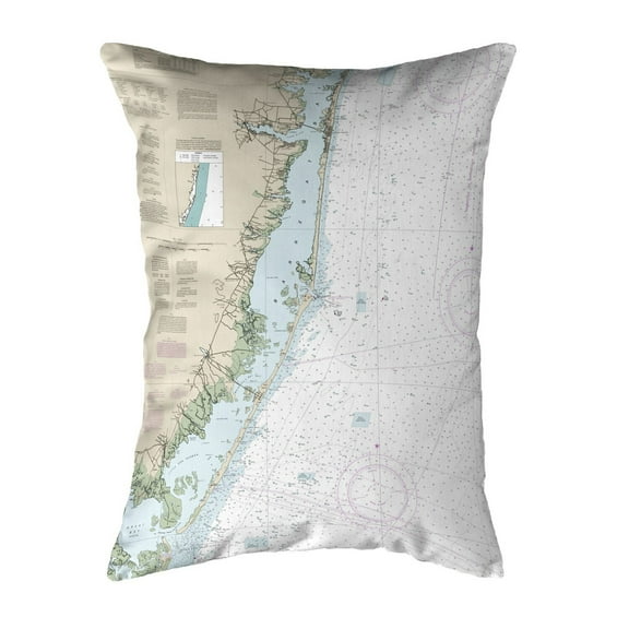 Betsy Drake NC12323 16 x 20 in. Long Beach, NJ Nautical Map Noncorded Indoor & Outdoor Pillow