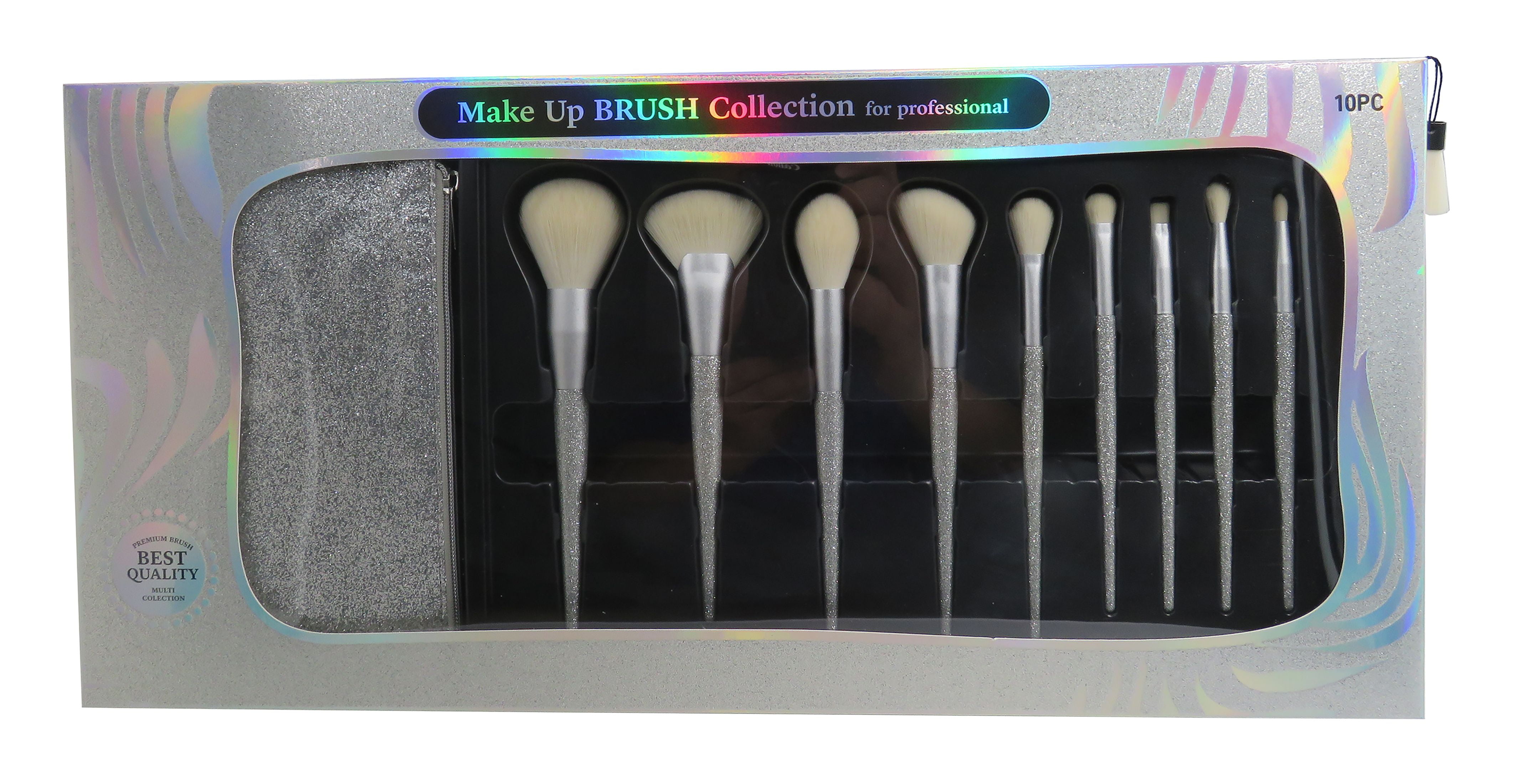 Kirkland Borghese 10 Piece Premium Cosmetic Brush Collection Case W/Shimmer  Pdr.