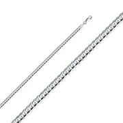 24 in. 14K White Gold 4 mm Regular Concave Cuban Chain
