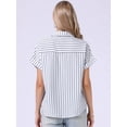 thumbnail image 3 of DARING DIVA Women's Short Sleeve Button Down Striped Shirt for Casual Wear XS White, 3 of 6