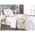thumbnail image 2 of Birds and Nature Bed Runner, Japanese Vibes Winged Animals and Floral Boho Pattern Print, Decorative Accent Bedding Scarf for Hotels Homes & Guest Rooms, Twin, Peach Champagne Pale Grey, by Ambesonne, 2 of 3