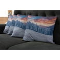 thumbnail image 5 of Ambesonne Nature Throw Pillow Cover 4 Pack, Winter Snowy Forest Sky, 18", Sky Blue Salmon, 5 of 5
