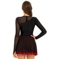 thumbnail image 2 of DPOIS Womens Long Sleeve Sheer Mesh Figure Skating Dress Ballet Leotards Red M, 2 of 7