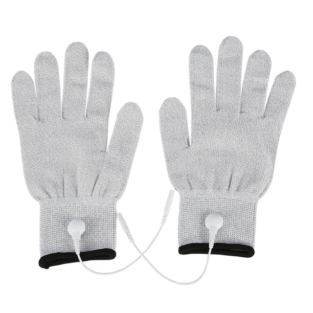 par de guantes de masaje con electrodos conductores para máquina TENS, cables conductores de electroterapia (S)