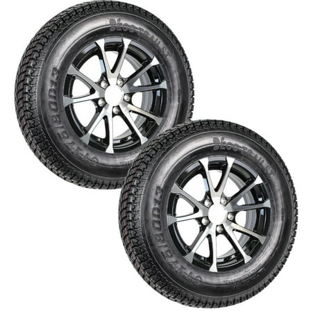 eCustomrim 2-Pack Trailer Tire ST175/80D13 Load C 13X5 5-4.5 Avalanche Black Aluminum Rim