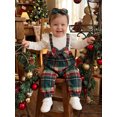 thumbnail image 4 of Cjfdfy Newborn Baby Girl Christmas Fall Clothes Set Christmas Plaid Striped Ruffle Long Sleeve Ribbed Jumpsuit Bow Headband Infant Cute Christmas Fall Winter Outfit 0-18 Months, 4 of 9